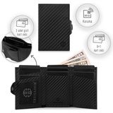 Trusador Toscana Carbon Bozuk Paralık Cepli Unisex Deri Rfid Korumalı Erkek Kadın Mini Cüzdan Hediye - 00-Siyah