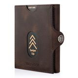 TRUSADOR Valencia Unisex Deri Cüzdan Küçük Kompakt Ön Cep RFID Bozuk Para Cepli Cüzdanlar, Kahverengi Vintage, Bozuk Para Cepli