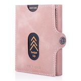 TRUSADOR Valencia Unisex Deri Cüzdan Küçük Kompakt Ön Cep RFID Bozuk Para Cepli Cüzdanlar, Pembe, Bozuk Para Cepli