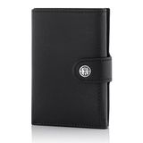 TRUSADOR Venedik Erkek ve Kadın Deri Üç Katlı Cüzdan RFID Engelleme Ön Cep Cüzdan, Siyah, 4.0 x 3.0 x 0.9 inches, Bozuk Para Cepli