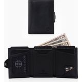Trusador Verona Siyah Fermuarlı Unisex Hakiki Deri Rfid Korumalı Minimalist Bozuk Paralık Cepli Erkek Kadın Mini Cüzdan Hediye - 0 - Siyah