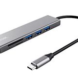 Trust Halyx Hızlı USB-C Hub ve Kart Okuyucu, USB 3.2 Gen 1, SD ve Mikro SD Kart Okuyucu 104 Mbit/s, (Mikro) SD, SDHC ve SDXC, 2 TB, PC, MacBook, Chromebook, Laptop