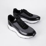 Trust Shoes D4200Y Erkek Sneaker Spor Ayakkabı – Hakiki Deri & Süet Hafif Eva Taban Günlük Kullanım - Siyah-Gri