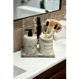 Trust Stone 3'lü Mermer Desen Banyo Seti ,sıvı Sabunluk Diş Fırçalığı Beton Aksesuar Takımı