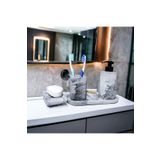 Trust Stone 5'li Mermer Desenli Banyo Seti, Sıvı Sabunluk Diş Fırçalığı Beton Antrasit Set.