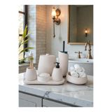 Trust Stone Beyaz Beton Banyo Seti, Sıvı Sabunluk, Diş Fırçalik , Ç. Kovası ve Tuvalet Fırçası Takım