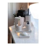 Trust Stone Kırık Beyaz Çöp Kovasi,banyo Seti Tuvalet Wc Sıvı Sabunluk Diş Fırçalığı Beton Aksesuar Takım