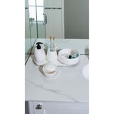 Trust Stone Kırık Beyaz Marble Serisi 5'lı Banyo Seti, Sıvı Sabunluk Diş Fırçalığı Beton Aksesuar Takımı