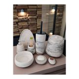 Trust Stone Mermer Desen 11 Parça Beton Banyo Seti,Tuvalet Wc,Çöp Kova,Sabunluk ,Diş Fırçalığı,Tepsi,Aksesuar