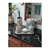 Trust Stone Mermer Desen Beton Banyo Seti Tuvalet Wc,Sıvı Sabunlu, Diş Fırçalığı Aksesuar Takımı, Dekorasyon