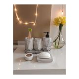Trust Stone Mermer Desenli Beton Banyo Seti,Sıvı Sabunluk ,Diş Fırçalığı,Kulak Çubukluğu,Katı Sabunluk ve mumluk TR198120