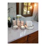 Trust Stone Mermer Desenli Beton Banyo Seti,Sıvı Sabunluk ,Diş Fırçalığı,Kulak Çubukluğu,Katı Sabunluk,Havluluk