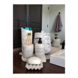 Trust Stone Mermer Serisi Beton Banyo Seti,Çöp Kovasi,Tuvalet Fırçası Takimı,Tepsi,Sıvı ve Katı Sabunluk,