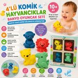 Trust Store 4\'lü Komik Hayvancıklar Banyo Oyuncak Seti Yumuşak Suda Yüzen Sevimli Hayvan Figürleri