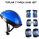 Trust Store Bisiklet Scooter Kaykay Için Kask Dizlik Dirseklik Koruyucu Set Tam 7 Parça - Mavi