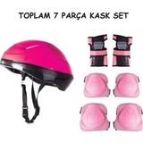 Trust Store Bisiklet Scooter Kaykay Için Kask Dizlik Dirseklik Koruyucu Set Tam 7 Parça - Pembe