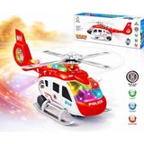 Trust Store Işıklı ve Müzikli Polis Helikopteri 32 cm Çarp Dön Projeksiyonlu Oyuncak Helikopter - Kırmızı