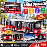 Trust Store Pilli Şehir Otobüsü 1/16 Ölçek Sesli Işıklı Açılan Kapılı Gerçekçi Oyuncak Otobüs 28,3 cm