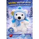 Trust Store Şapkalı ve Atkılı Peluş Kutup Ayısı 30 cm Yumuşacık Dolgulu Sevimli Oyuncak