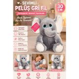 Trust Store Sevimli Peluş Gri Fil 30 CM Yumuşacık Dokulu Büyük Gözlü Sarılmalık Oyuncak