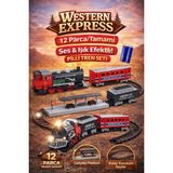 Trust Store Western Express Pilli Tren Seti 12 Parça Işıklı Hareketli Klasik Tren Macerası - Çok Renkli