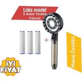 Truva 3 Adet Yedek Filtreli Su Tasarruflu ve Kireç Önleyici Özellikli Duş Başlığı (Siyah)