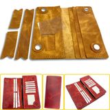Truva Hakiki Deri Büyük Cüzdan Kendin Yap - DIY Seti, Uniseks Kullanılabilir Yatay Bifold Mıknatıs Kapamalı Telefon Kılıflı Cüzdan Yapım Kiti (Camel, Hazır Kesim Deri)