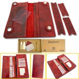 Truva Hakiki Deri Büyük Cüzdan Kendin Yap - DIY Seti, Uniseks Kullanılabilir Yatay Bifold Mıknatıs Kapamalı Telefon Kılıflı Cüzdan Yapım Kiti (Kırmızı, Kutulu Set)