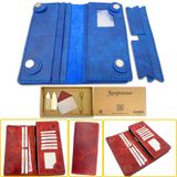 Truva Hakiki Deri Büyük Cüzdan Kendin Yap - DIY Seti, Uniseks Kullanılabilir Yatay Bifold Mıknatıs Kapamalı Telefon Kılıflı Cüzdan Yapım Kiti (Mavi, Kutulu Set)