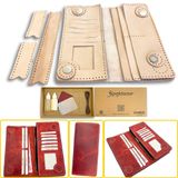 Truva Hakiki Deri Büyük Cüzdan Kendin Yap - DIY Seti, Uniseks Kullanılabilir Yatay Bifold Mıknatıs Kapamalı Telefon Kılıflı Cüzdan Yapım Kiti (Naturel, Kutulu Set)