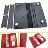 Truva Hakiki Deri Büyük Cüzdan Kendin Yap - DIY Seti, Uniseks Kullanılabilir Yatay Bifold Mıknatıs Kapamalı Telefon Kılıflı Cüzdan Yapım Kiti (Siyah, Hazır Kesim Deri)