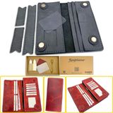 Truva Hakiki Deri Büyük Cüzdan Kendin Yap - DIY Seti, Uniseks Kullanılabilir Yatay Bifold Mıknatıs Kapamalı Telefon Kılıflı Cüzdan Yapım Kiti (Siyah, Kutulu Set)