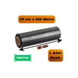 Truva Plastik Siyah Palet Streç Film 25 Cm 200 Metre Eşya Sarma Kargo Paketleme Taşınma Nakliyat Ambalajı