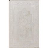 Truva Tv001a Krem Halı Kenar Çerçeveli Göbekli Kalın Akrilik Tozuaz Modern Klasik Salon Halısı 100 X 200 Krem