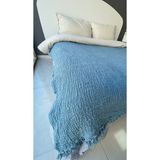 Truy Towel 4 Katlı %100 Pamuk Müslin Yatak Örtüsü - 230 x 250 cm - Mavi