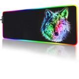 trvaago RGB Fare Altlığı, Oyun Mouse Pad RGB, Havalı Hayvan LED Fare Altlığı-14 Işık Modları Yumuşak Kaymaz Tabanlı Büyük LED Fare Altlığı Dizüstü Bilgisayar PC Oyunları için 31,5 X 30,4 cm (RGB Kurt Fare Altlığı)
