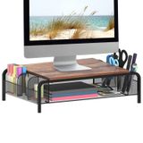 Trwcrt Metal Masa Monitörü Stand Yükseltici, Düzenleyici Çekmeceli, Bilgisayar, Küçük Yazıcı, Dizüstü Bilgisayar için Rustik Monitör Yükselticisi, Siyah ve Kahverengi