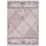Trzebinia Kahverengi Modern Geometrik Etnik Desenli Boho Makinada Yıkanabilir Hafif Hav Toz Vermez Leke Tutmaz Kaymaz Taban Dijital Makine Baskı Halı Oturma Odası Salon Yolluk Koridor Mutfak Halısı