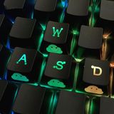 TS Keycap Yedek WASD UV Kaplama Arkadan Aydınlatmalı Çift Çekim Sevimli Tuş Kapağı OEM Profili Tüm Cherry MX Oyun Mekanik Klavye (4 Tuşlu WASD)