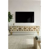 Tsa1237btg Lem Tv Sehpası Beyaz-Traverten-Gold 120Cm