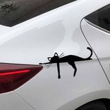 TSC Araba Tamponunda Uyuyan Kedi Komik Siyah Renk Sticker - Çok Renkli - 17CM