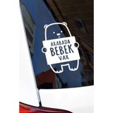 TSC Arabada Bebek Var Etiket Sticker Beyaz Renk Arka Cam 19cm, 8OTOETİKET-61