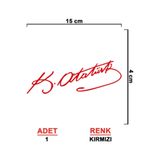 TSC Atatürk İmza Sticker Kırmızı Renk 2 Adet 14CM, 31agusx25