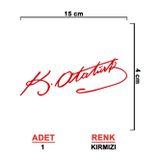 TSC Atatürk İmza Sticker Kırmızı Renk 2 Adet 14CM