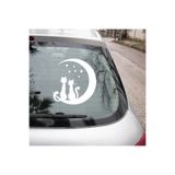 TSC Ayın Üzerinde Oturan 2 Sevimli Kedi Oto Sticker 20CM Beyaz, 22HZRx15