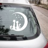 TSC Ayın Üzerinde oturan 2Sevimli Kedi Oto Sticker yapıştırması 20CM Beyaz