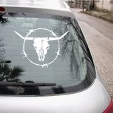 TSC Boynuzlu Boğa ve Dikenli Tel Etiket Araba oto Sticker Yapıştırma 20 cm Beyaz
