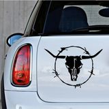 TSC Boynuzlu Boğa ve Dikenli Tel Etiket Araba oto Sticker Yapıştırma 20 cm Sİyah