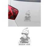 TSC Gri Renk Arabada Bebek Var Oto Sticker Etiket 20 CM, 22HZRx75