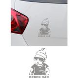 TSC Gri Renk Arabada bebek Var Oto Sticker Etiket 20 CM